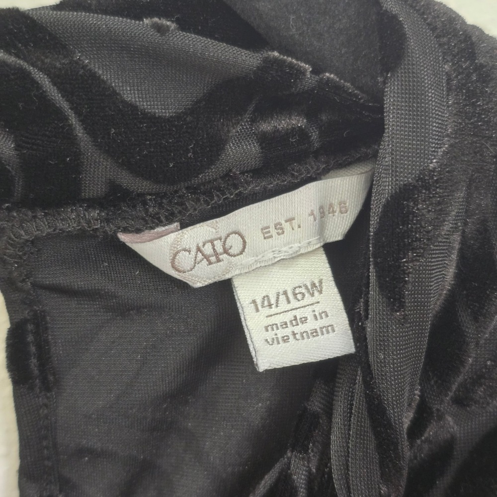 Cato‎ Black Burnout Velvet Damask Mock Neck Blouse Top Womens 14/16W Plus Size - Picture 7 of 8